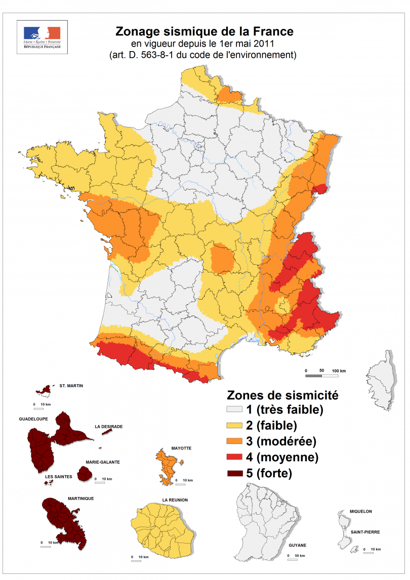 Zones sismiques France