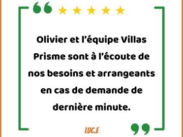 ⭐️ 𝗩𝗢𝗦 𝗔𝗩𝗜𝗦 ⭐️
💚 Un immense MERCI à nos clients !
Aujourd’hui, nous mettons en avant l'agence de Villas Prisme à Fréjus, et nous voulions exprimer notre...
